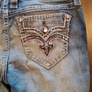 Rock Revival CAPRI with BLING buttons Jeans with Embroidered Pocket